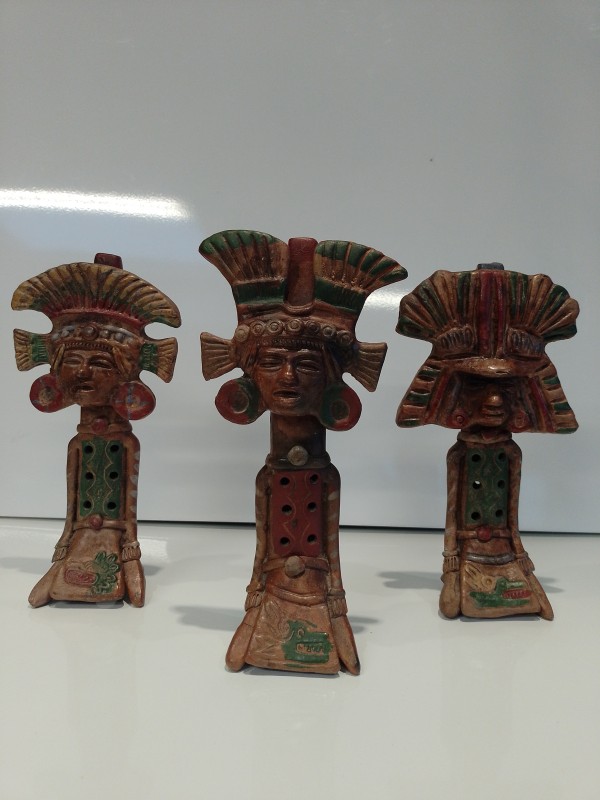 Trio Azteekse kleifluiten