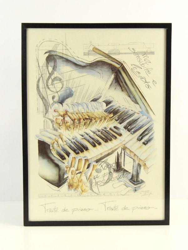 Retro kunstdruk Elizabeth Espin: Pianoforte - Italiaans