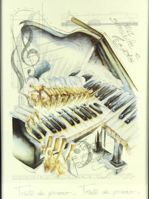 Retro kunstdruk Elizabeth Espin: Pianoforte - Italiaans