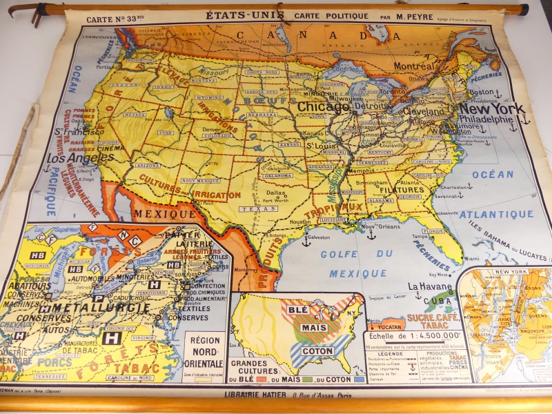 Vintage schoolkaart Verenigde Staten