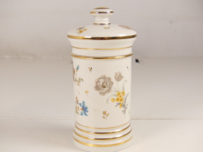 Vintage Cilinder bewaarpot in porselein