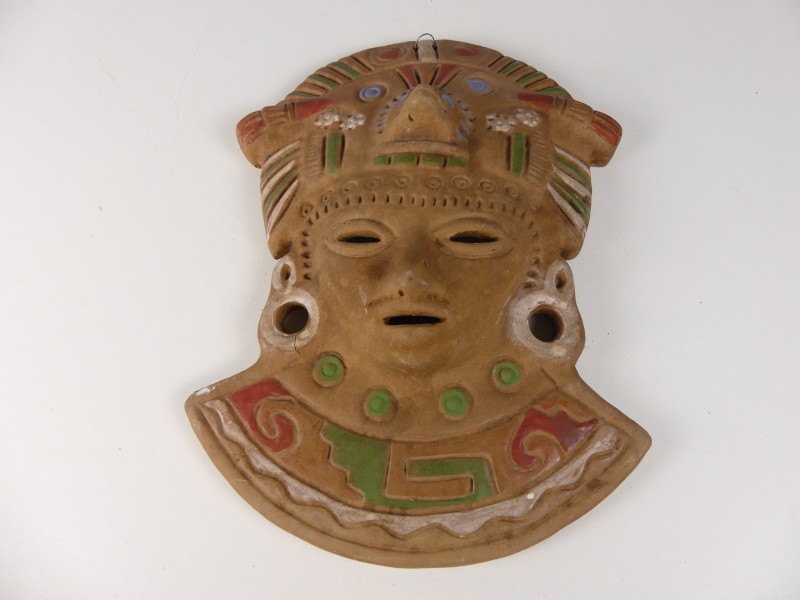 Etnische kunst - Azteekse Terracotta masker -