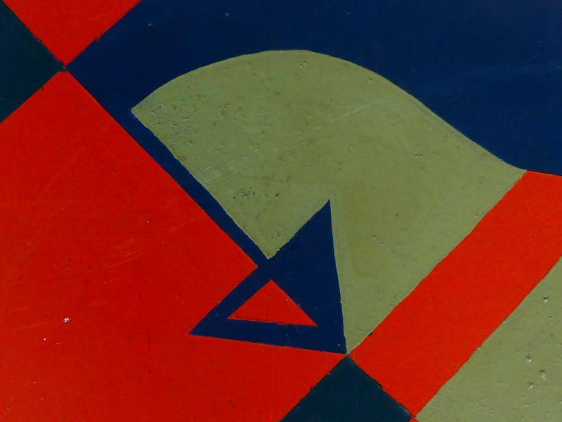 Vintage - Geometrische abstractie – ruit met gekleurde vlakken op witte achtergrond