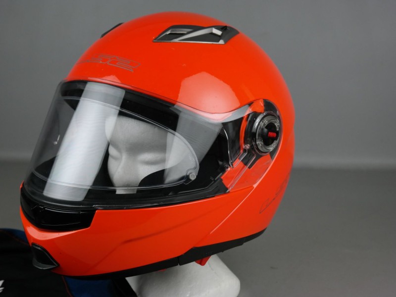 LS2 FF370 Oranje race helm met beschermzak