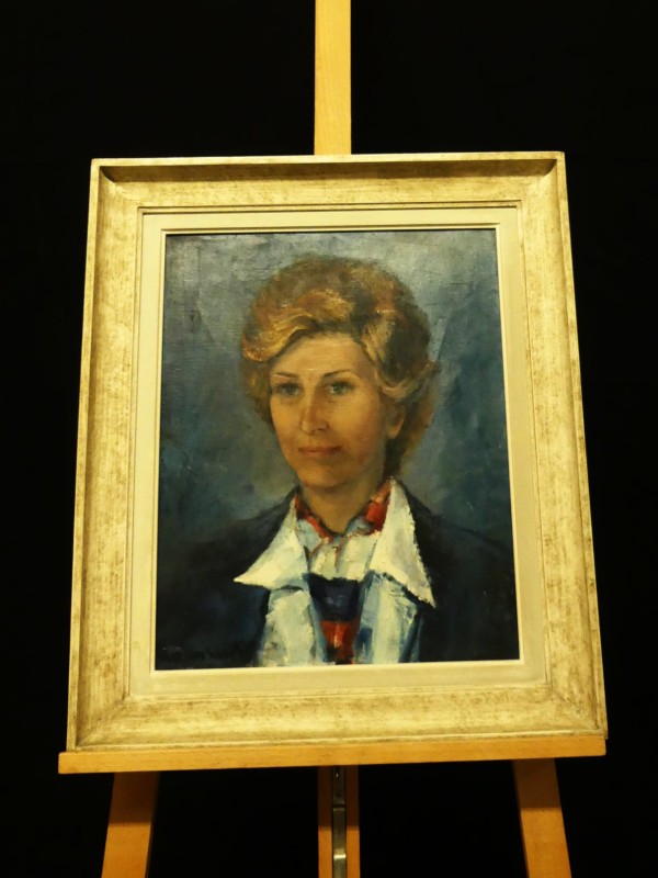 Vintage olieverfschilderij - Portret van blonde dame