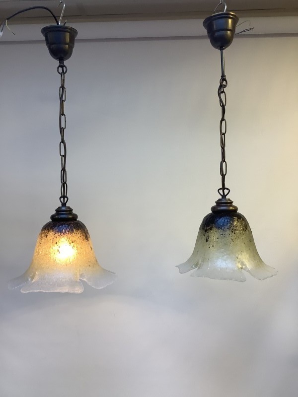 2 Tulpvormige glazen lampen