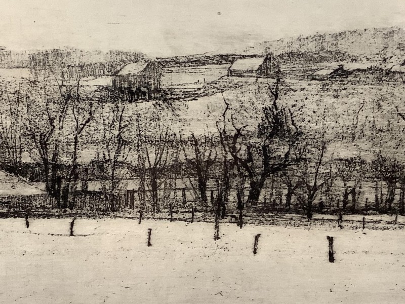 Ets winterlandschap door Antoon Bogaert (1979)