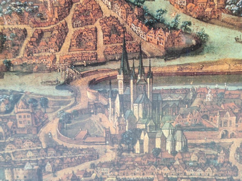 Ingekaderde reproductie van een zicht op de stad Gent (1534)