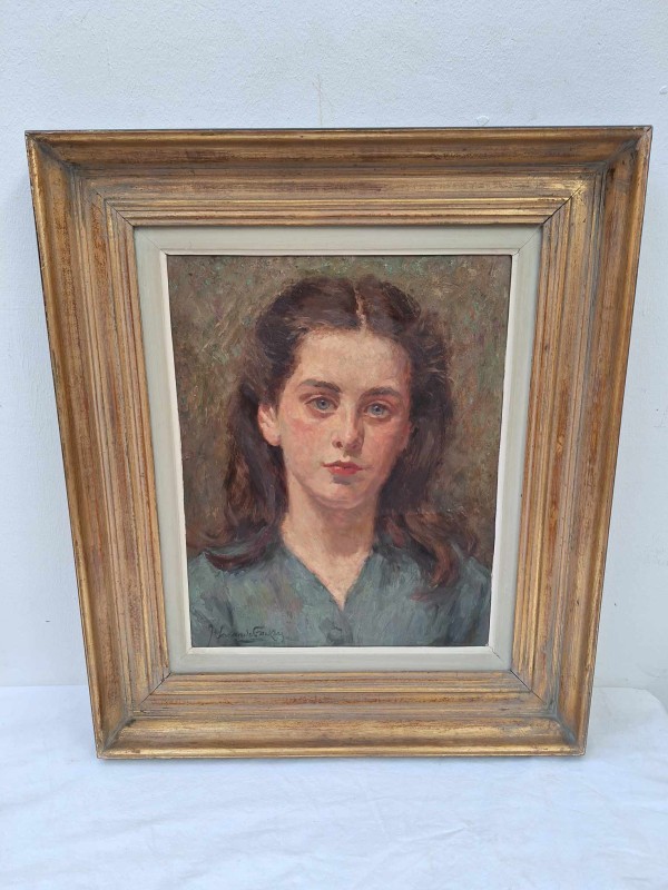 Portret schilderij van een meisje: Jef Vande Fackere