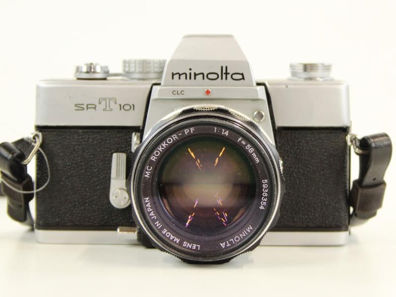 Minolta SRT 101 met 58 mm 1:14 Lens ROKKOR - Jaren '60
