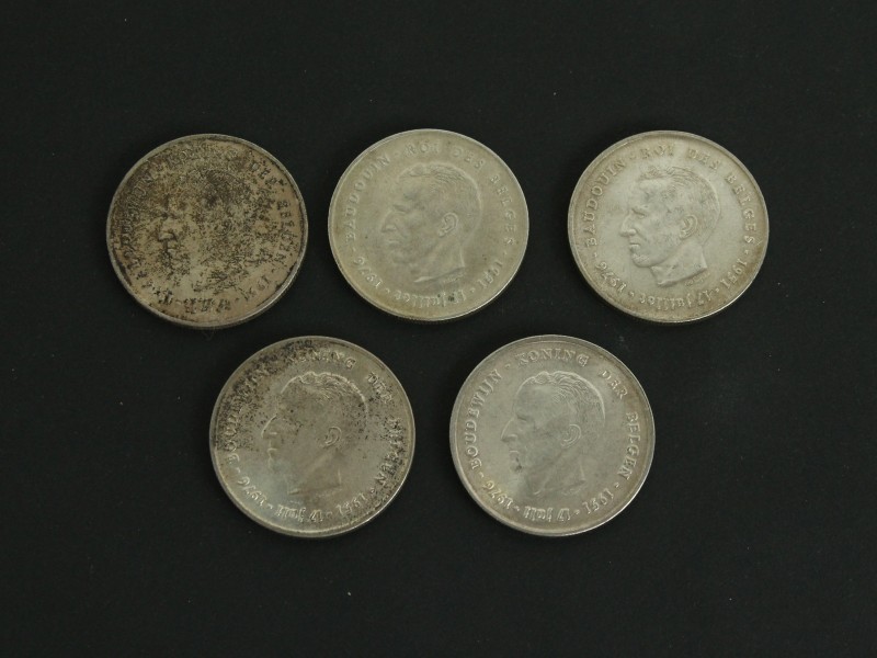 5 munten 250 Belgische Frank