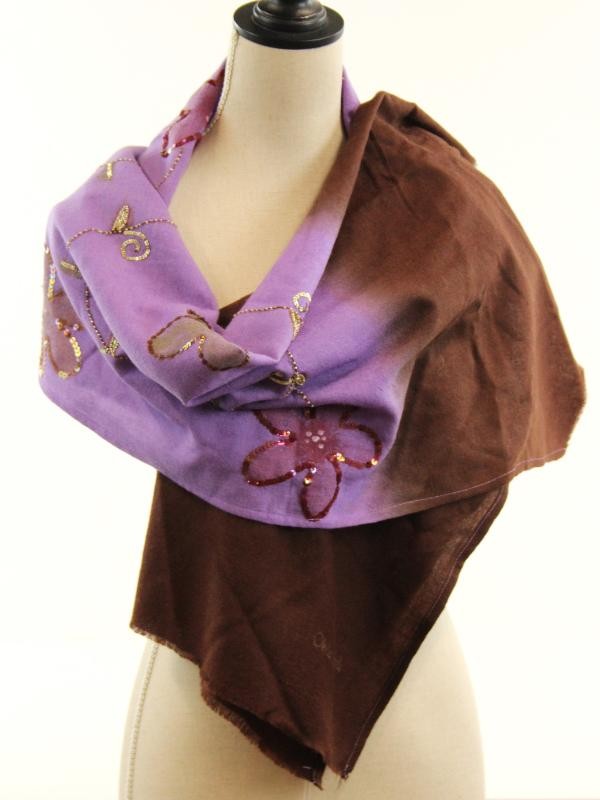 Mooie sjaal gemerkt Olivier Strelli (lila en bruin)