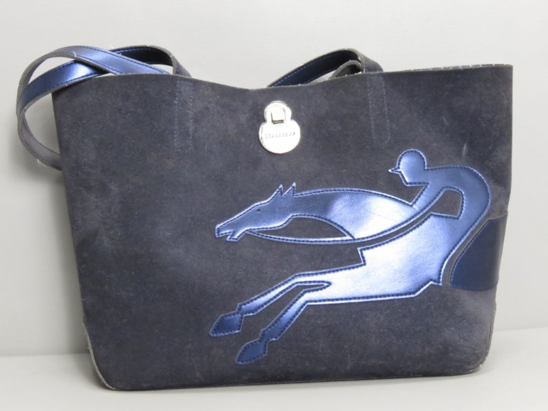 Donkerblauw Suede "Longchamp" handtas