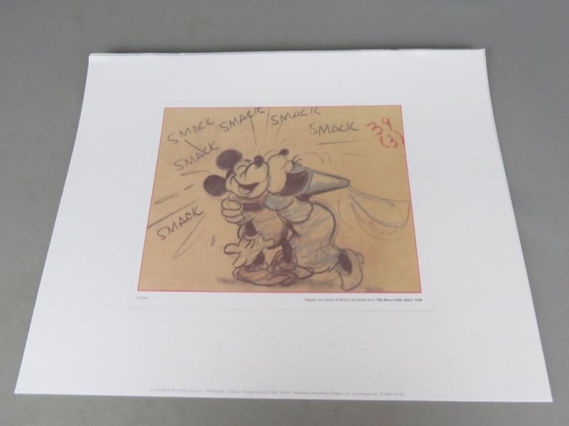 Reproductie original story sketch Mickey and Minnie
