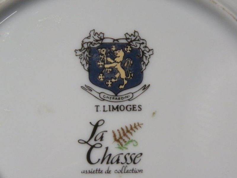 Porseleinen Limoges sierbord puur tinnen 95 rand.