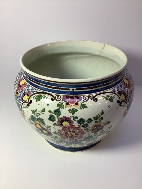 Grote bloempot: Delfts polychrome - Handpainted - Made in Holland