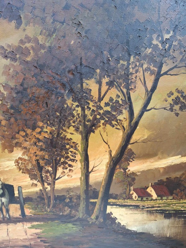 Groot olieverfschilderij van een platteland door H. Verbeeck