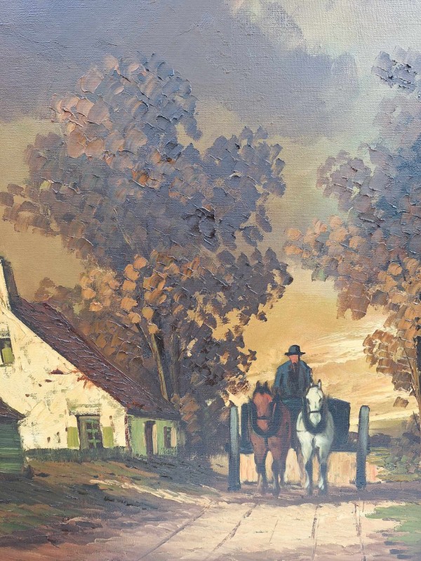 Groot olieverfschilderij van een platteland door H. Verbeeck