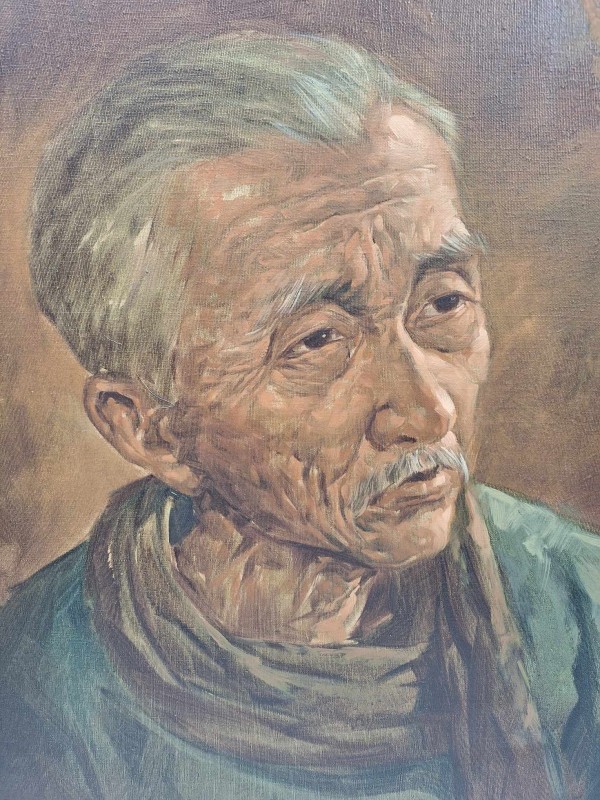 2 portretten van een oudere Thaise vrouw en man.