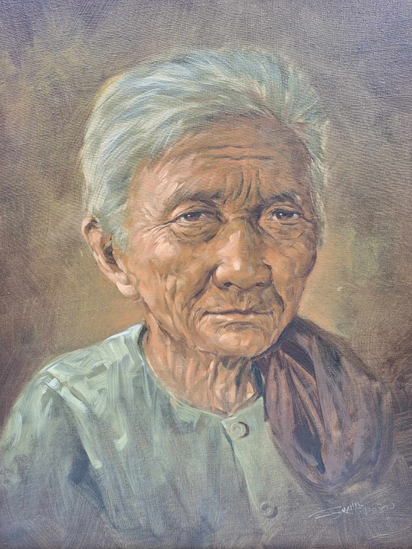 2 portretten van een oudere Thaise vrouw en man.