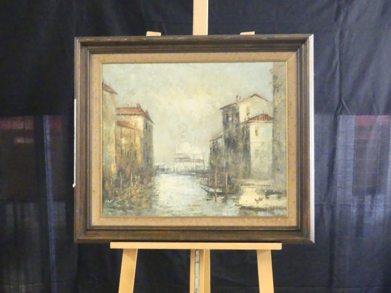 Vintage/antiquariaat - Roeles – schilderij – Canal grande Venetië
