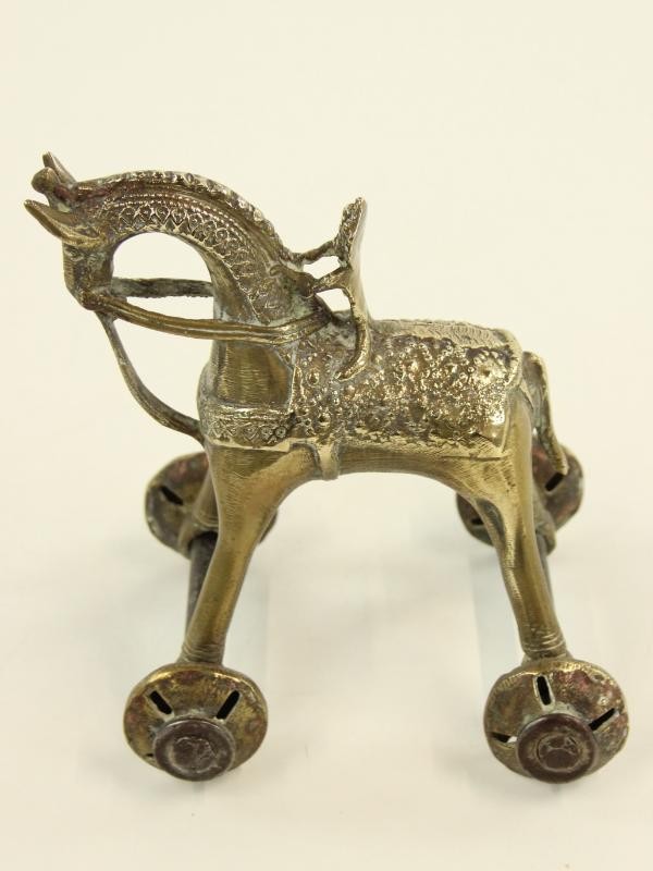 Messing temple toy - paard met ruiter