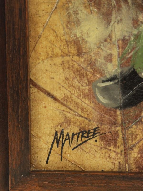 Vintage portret op tabaksbladeren - Maitree
