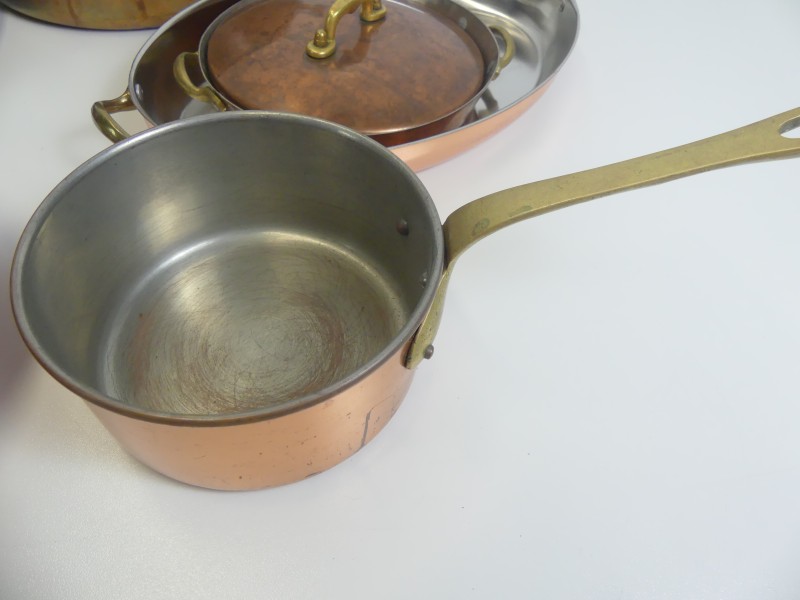 Vintage koperen pannen-potten set (1)