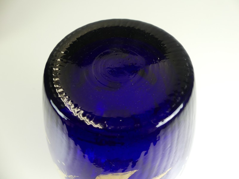 Paar kobalt blauw Italiaanse glazen vazen