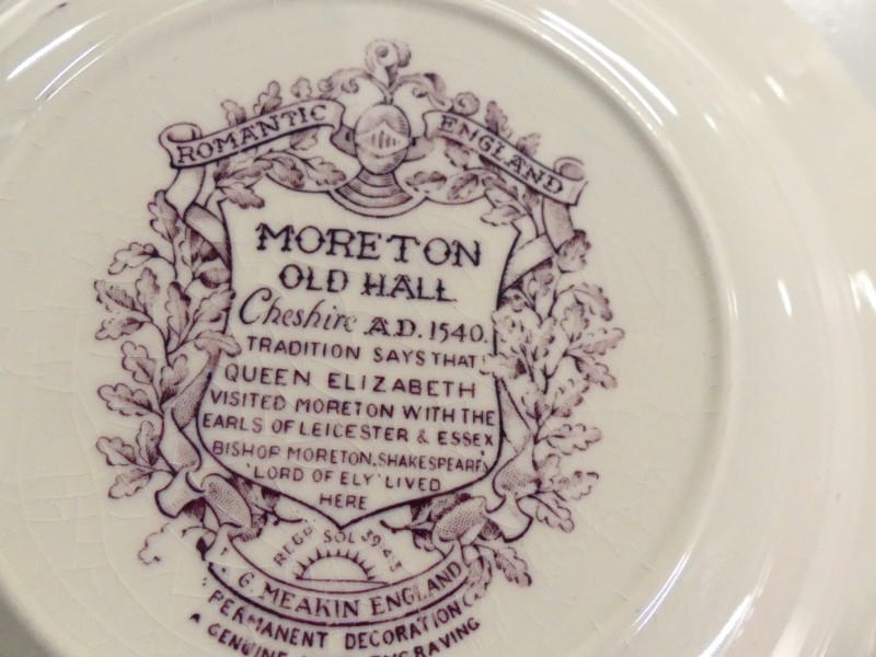 Lot vintage Engelse borden - Moreton old Hall Cheshire