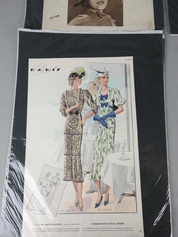 Meerdere vintage modeprenten  1935-1937.