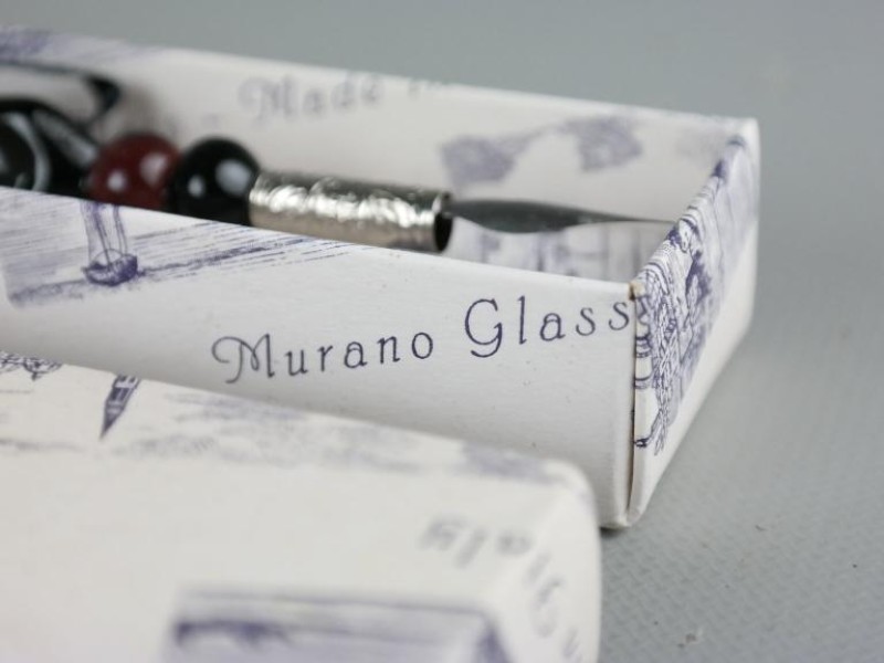 Handgemaakte kroontjespen van Murano-glas met verzilverde punt
