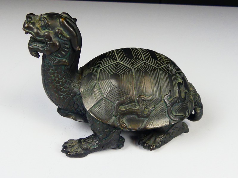 Vintage bronzen drakenschildpad (Lóngguī)