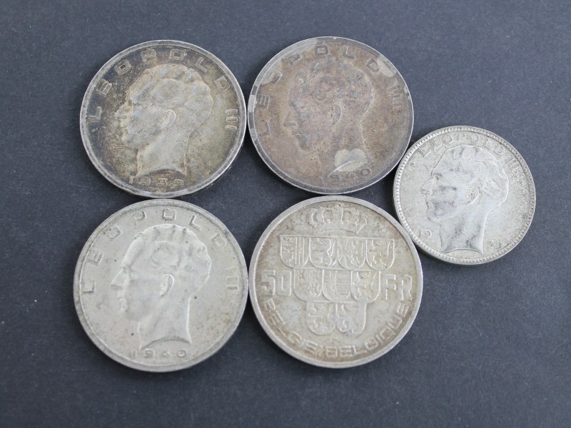5 munten Belgische Frank - Leopold III