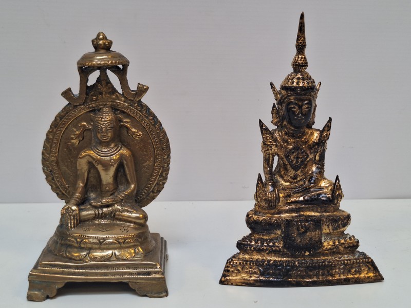 2 Koperen beeldjes van Boeddha