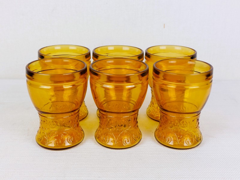 Set van 6 vintage sap glazen