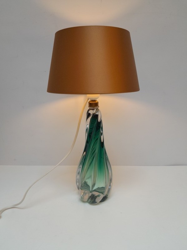 Val Saint Lambert groene kristallen lamp