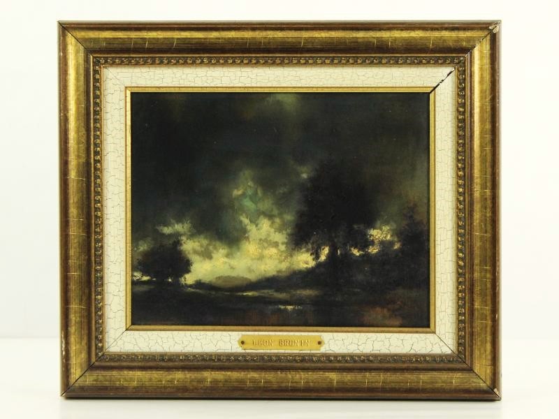Léon Brunin clair-obscure landschapschilderij