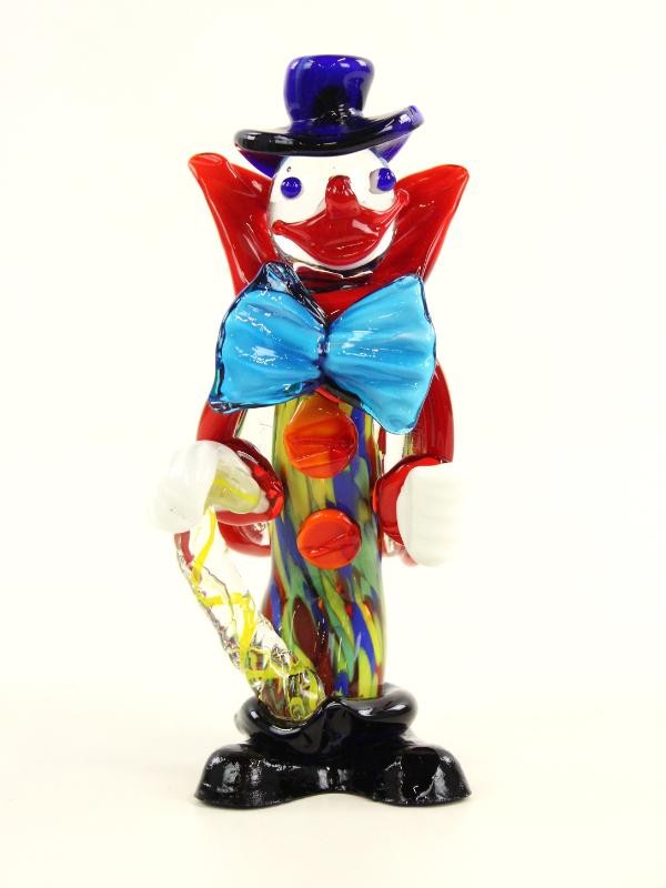 Kleurrijke, glazen clown in Muranostijl