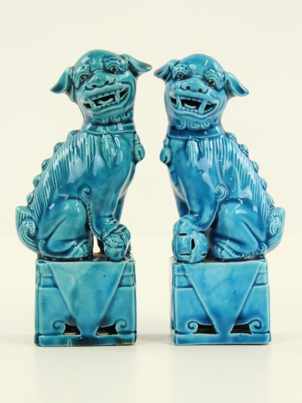 Set van 2 Chinese Foo Dogs, porselein