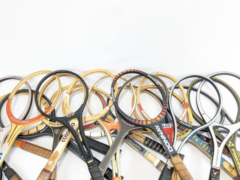 21 vintage niet besnaarde tennisraketten in nieuwstaat