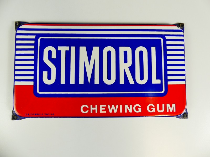 Vintage - Geëmailleerde merkplaat – kauwgum Stimorol - 1969
