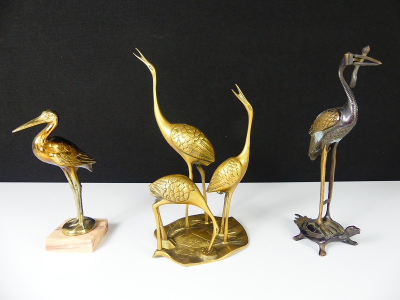 Familie van Messing/bronzen Kraanvogels
