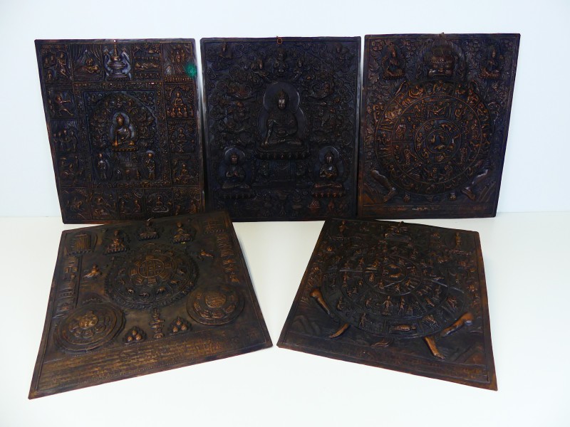 Reliefplaten in koper - Tibetaanse/Boeddhisme