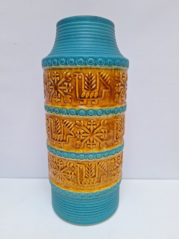 Blauwe vintage vaas: Bay Keramik
