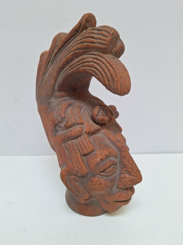 Terracotta hoofd van een Maya koning - Mexico