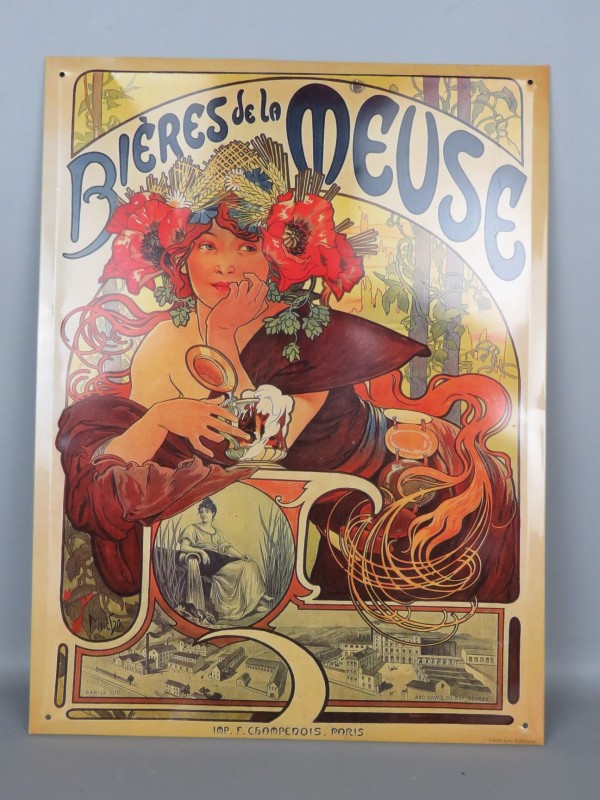 Metalen reclamebord "Bières de la Meuse"