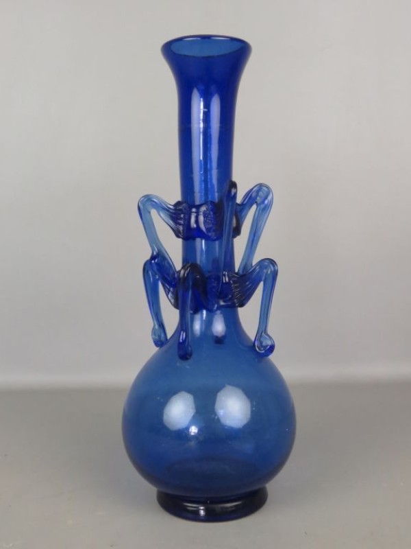 Art Nouveau blauwe glazen vaas