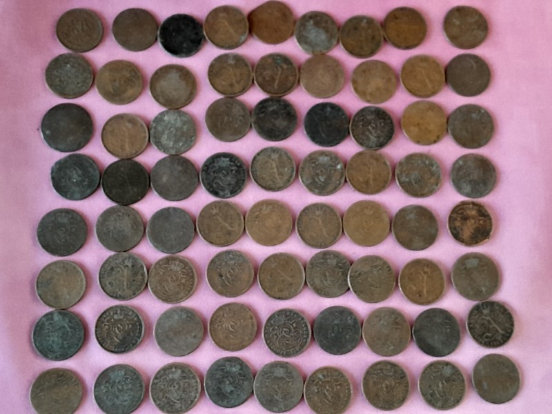 Lot van 72 Belgische 2 cent muntjes