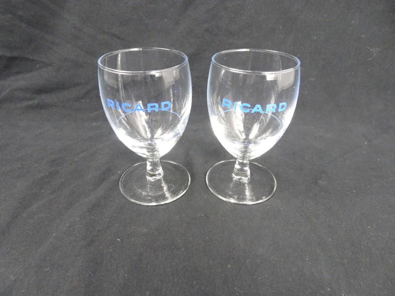 2 Ricard glazen met blauwe opdruk
